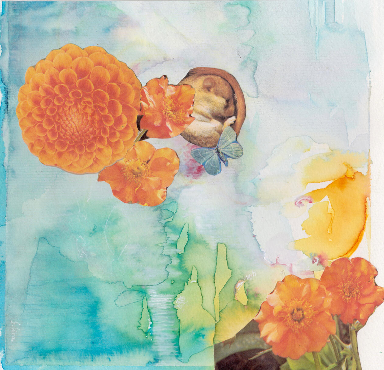 s/t Acuarela y collage sobre papel, 2020